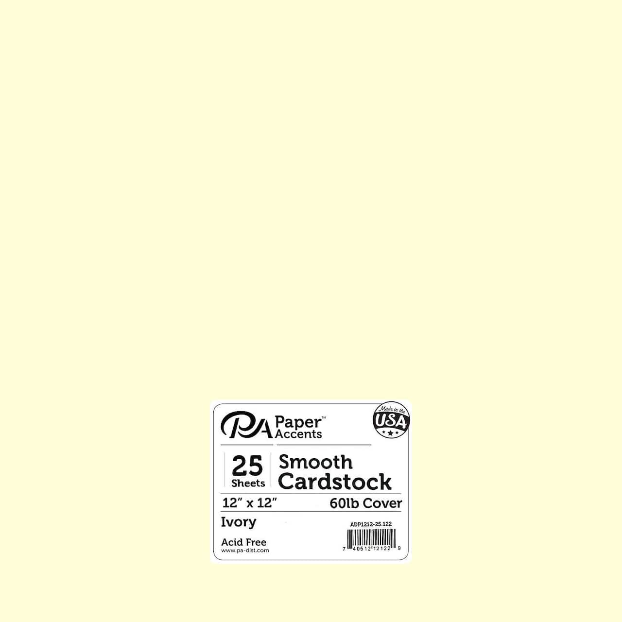 PA Paper™ Accents 12" x 12" 65lb. Smooth Cardstock, 25 Sheets